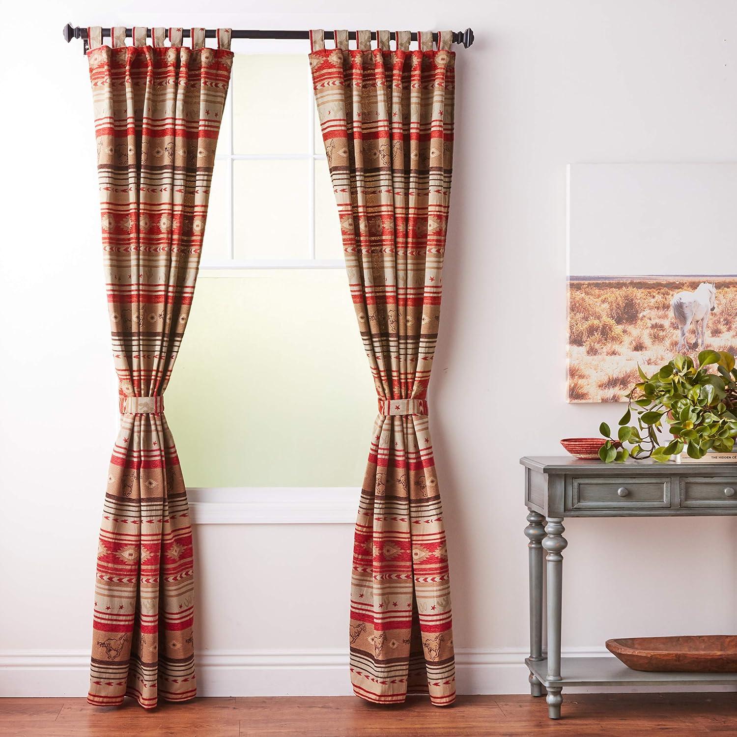 imageCARSTENS INC Woven Chenille Curtain Panel Set 2 Panels 54quot x 84quot Each Wrangler Mesa DaybreakFlying Horse