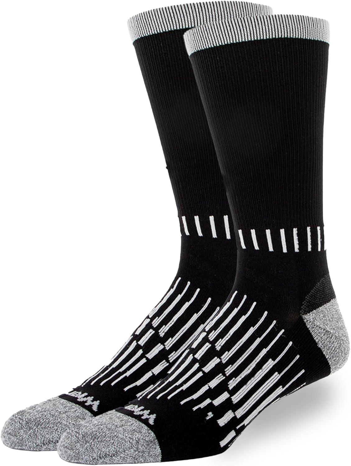 imageWrangler Peak Mens Crew Socks Durable Half Cushion Socks with Arch SupportBlack