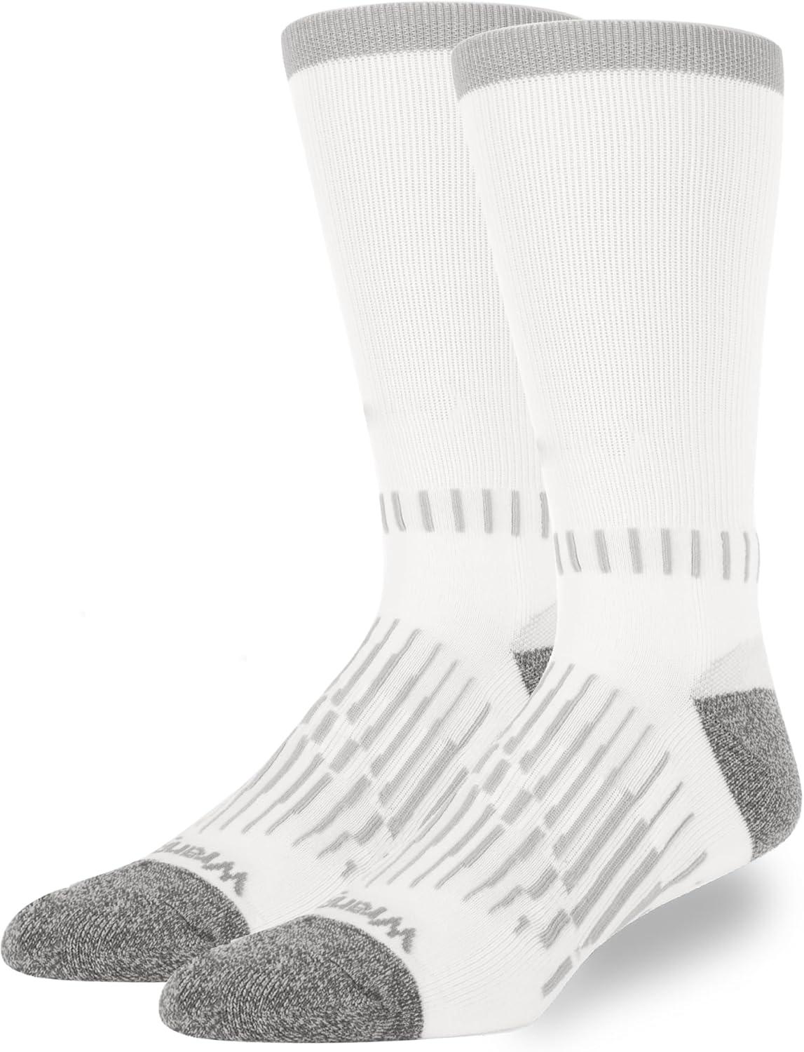 imageWrangler Peak Mens Crew Socks Durable Half Cushion Socks with Arch SupportWhite