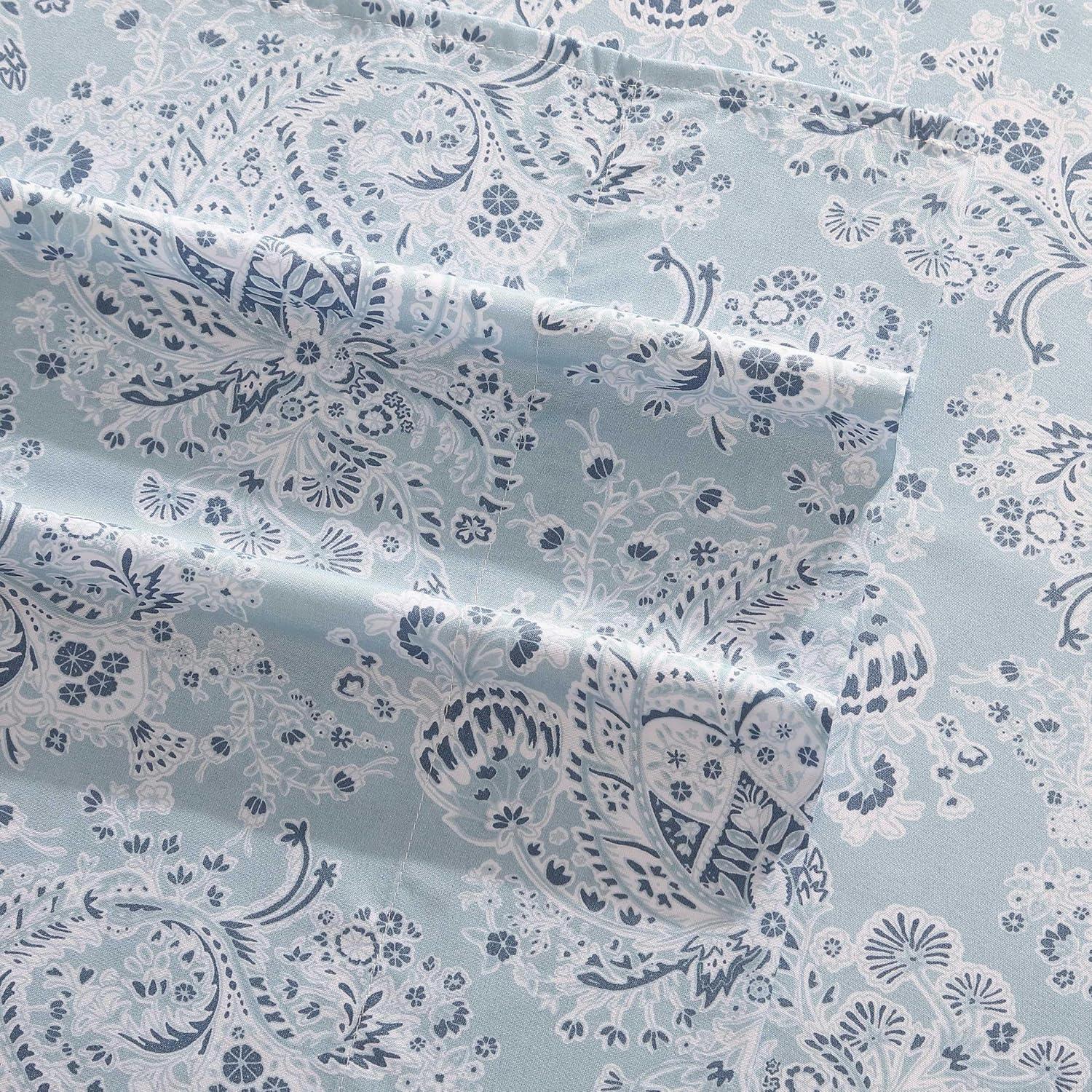 imageWrangler Twin Size Sheet Set UltraSoft ampamp WrinkleResistant Bedding for Year Round Comfort Deep Pockets Bed Sheets with Matching Fitted Sheet ampamp Pillowcase Cowboy Pinstripe BluePrairieland Paisley Blue