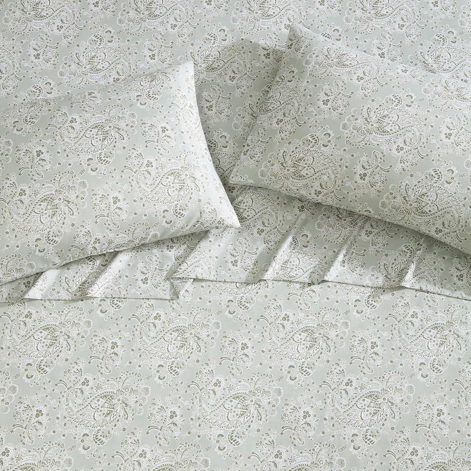 imageWrangler Twin Size Sheet Set UltraSoft ampamp WrinkleResistant Bedding for Year Round Comfort Deep Pockets Bed Sheets with Matching Fitted Sheet ampamp Pillowcase Cowboy Pinstripe BluePrairieland Paisley Green