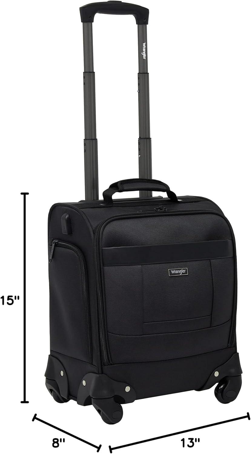 imageWrangler 17quot Underseat Spinner CarryOn Luggage BlackCharcoal