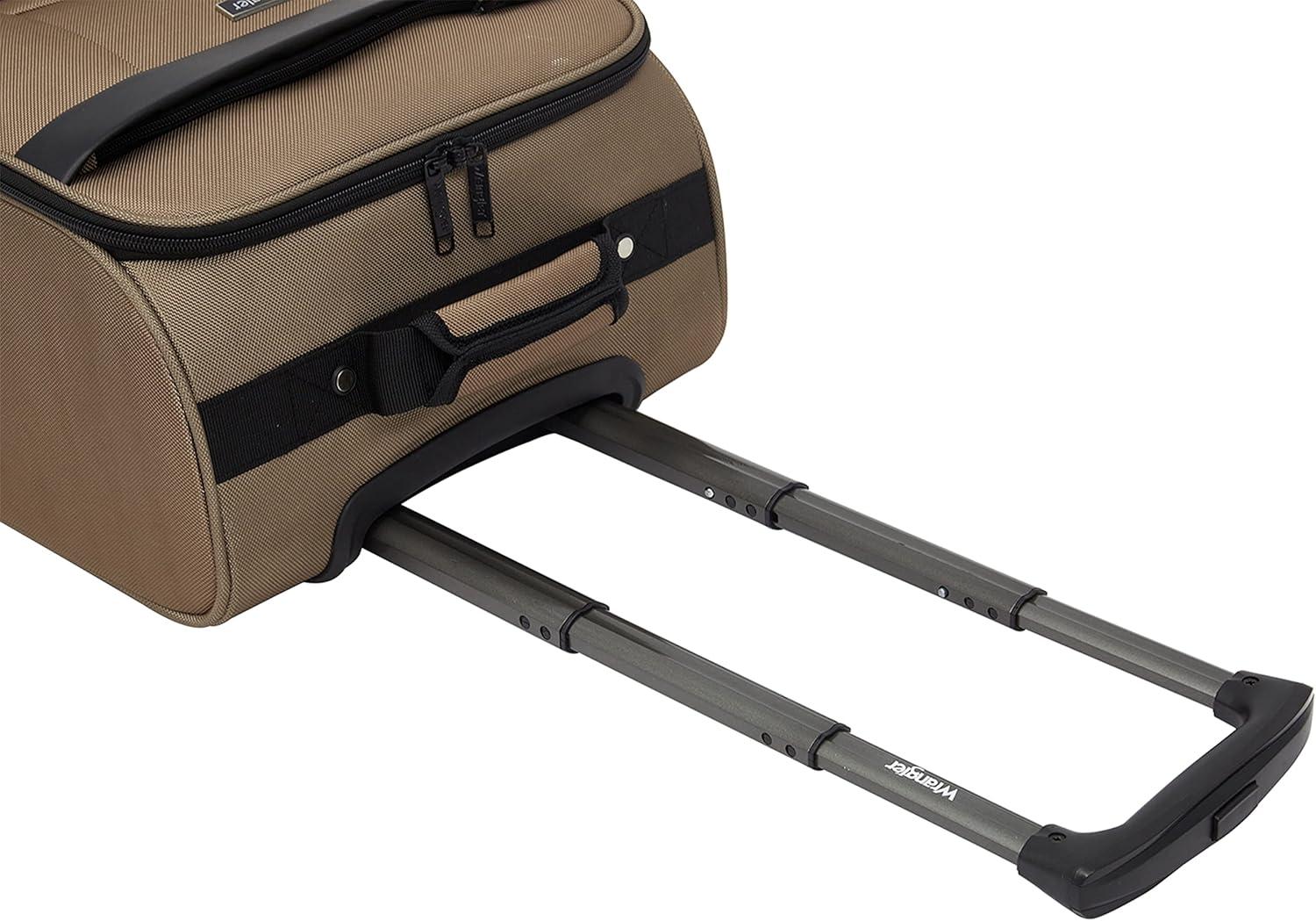 imageWrangler 17quot Underseat Spinner CarryOn Luggage BlackMocha