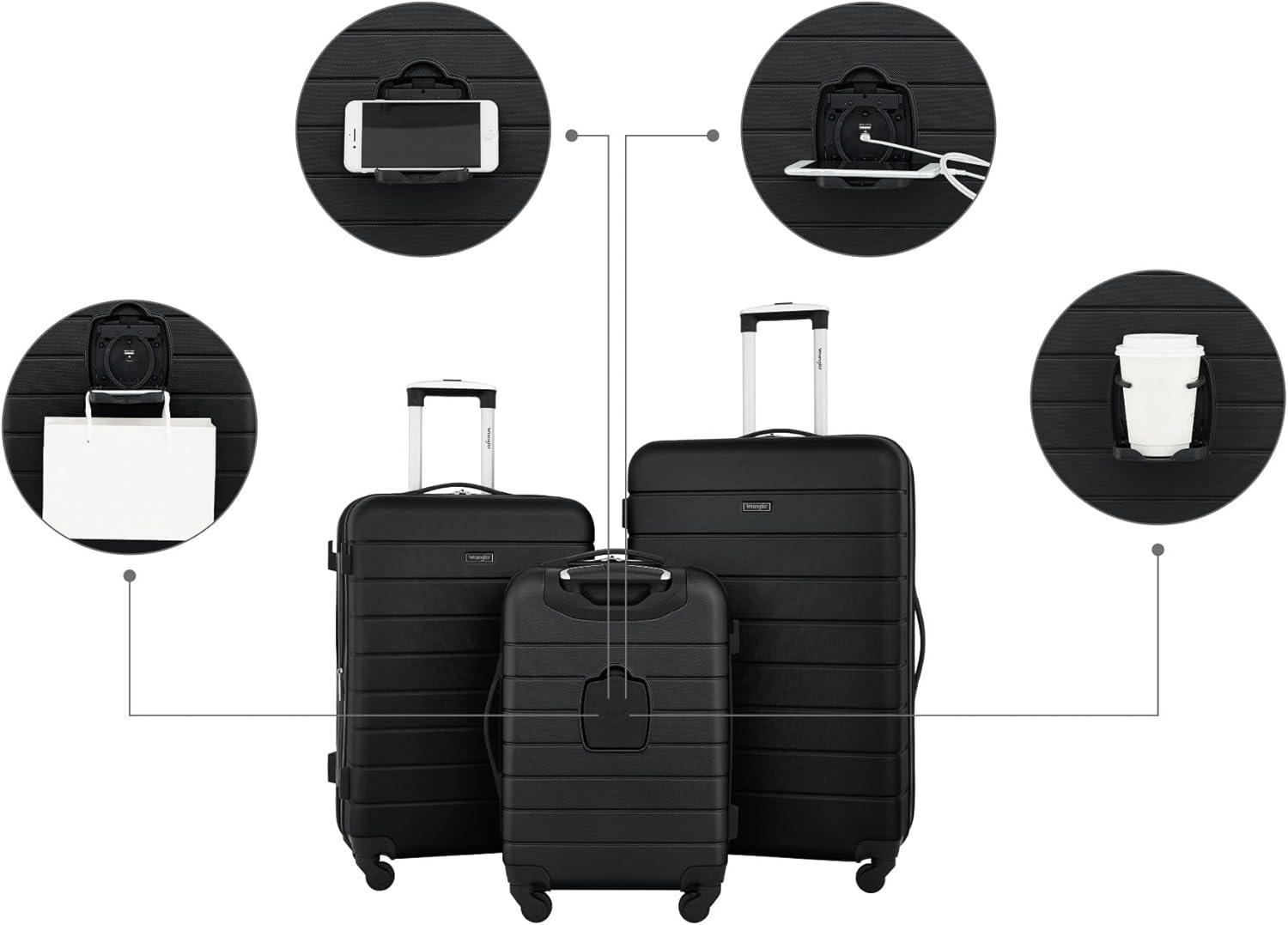 imageWrangler 20quot Smart Spinner CarryOn Luggage With Usb Charging PortBlack