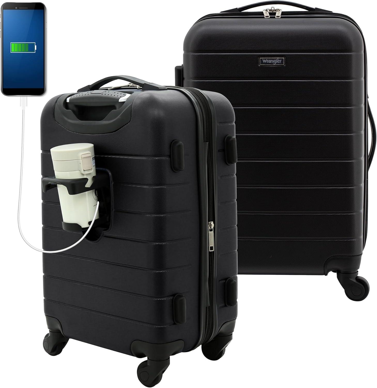 imageWrangler 20quot Smart Spinner CarryOn Luggage With Usb Charging PortBlack