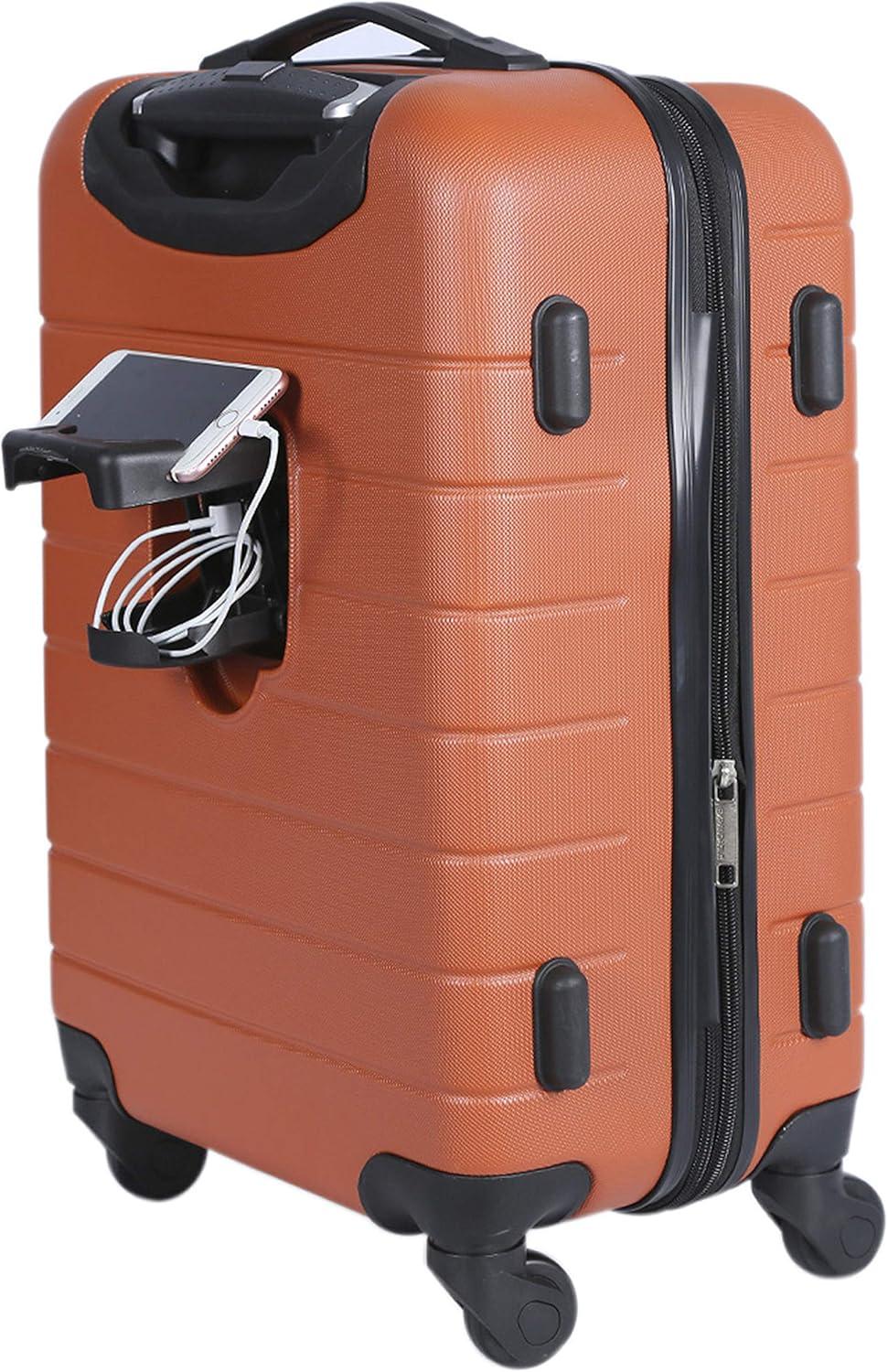 imageWrangler 20quot Smart Spinner CarryOn Luggage With Usb Charging PortBurnt Orange