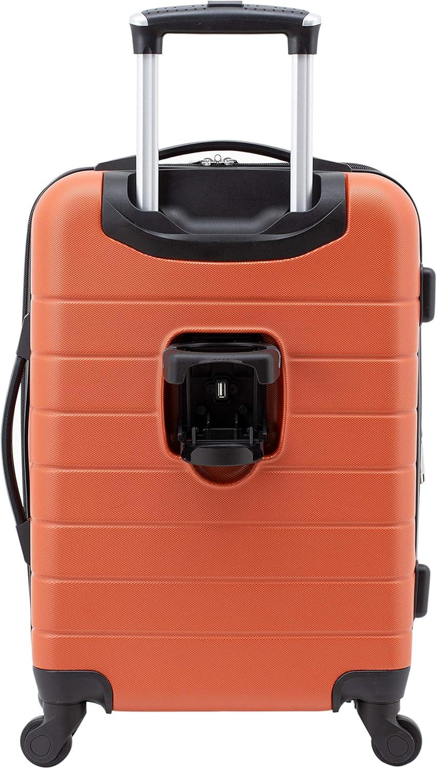 imageWrangler 20quot Smart Spinner CarryOn Luggage With Usb Charging PortBurnt Orange