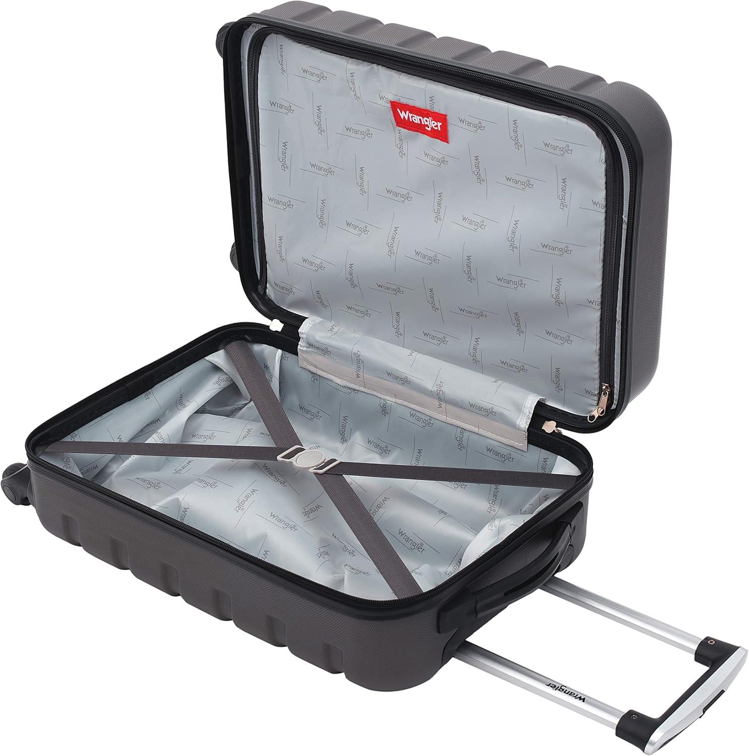 imageWrangler 215quot Spinner CarryOn Luggage Navy BlueCharcoal