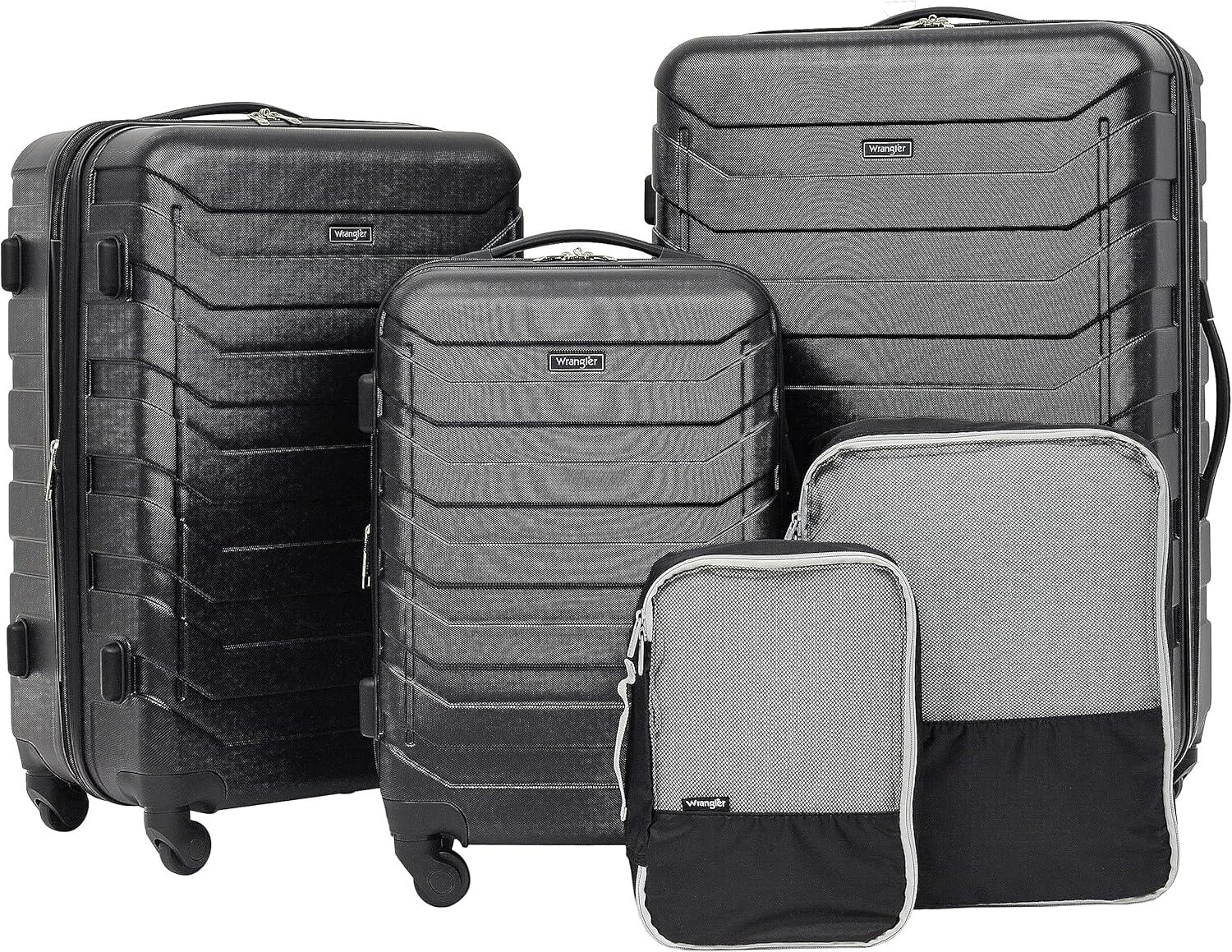 imageWrangler 5 Piece Luggage ampamp Travel Accessories Set RedBlack