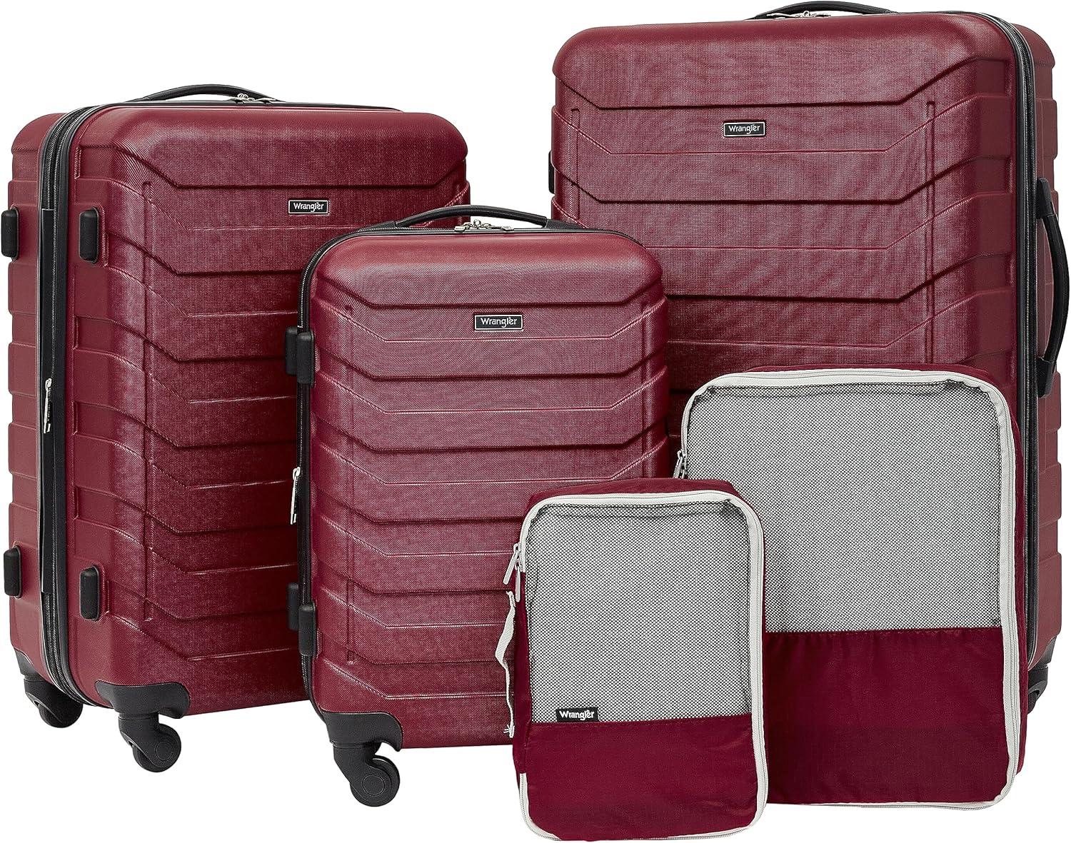 imageWrangler 5 Piece Luggage ampamp Travel Accessories Set RedRed