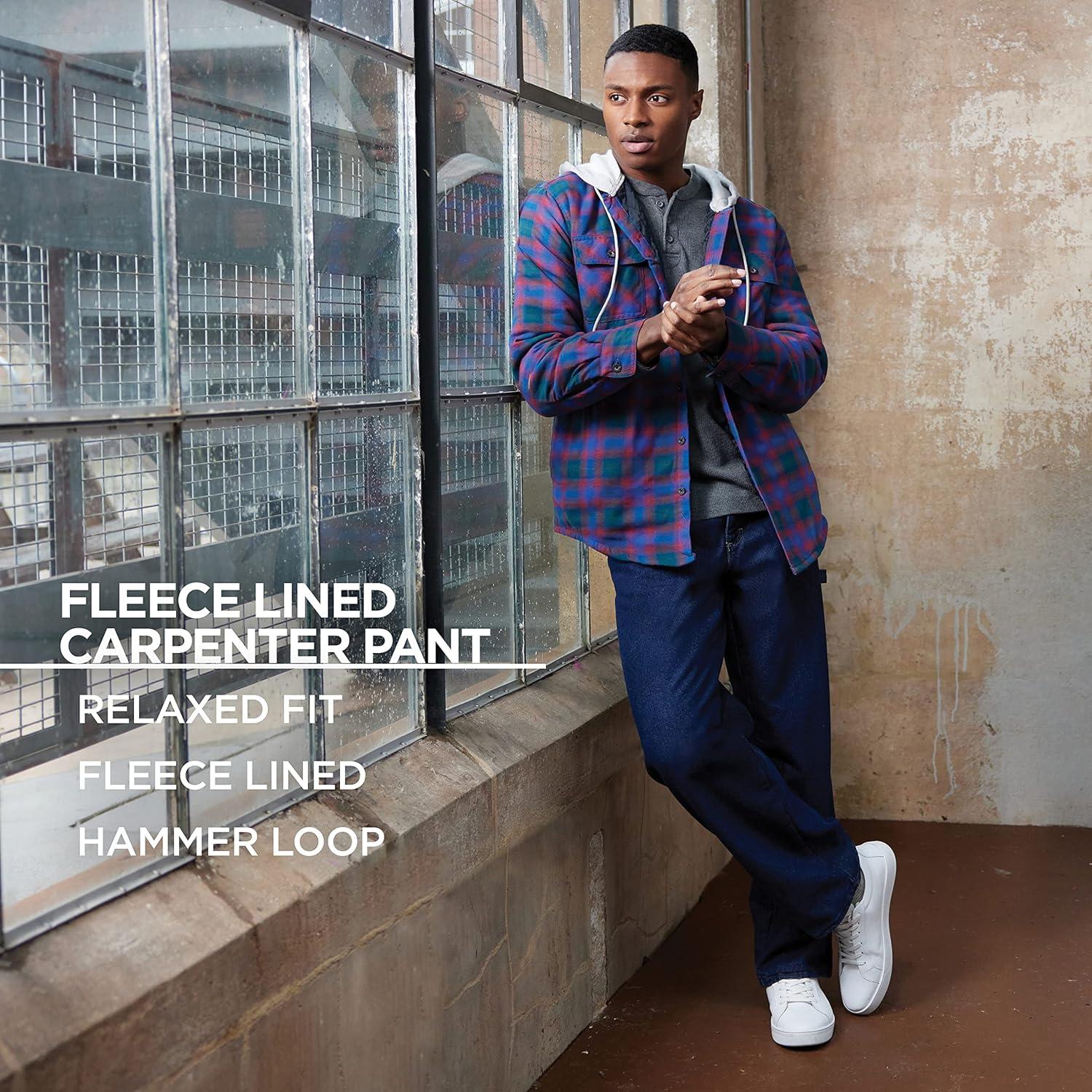 imageWrangler Authentics Mens Fleece Lined Carpenter PantDark Indigo