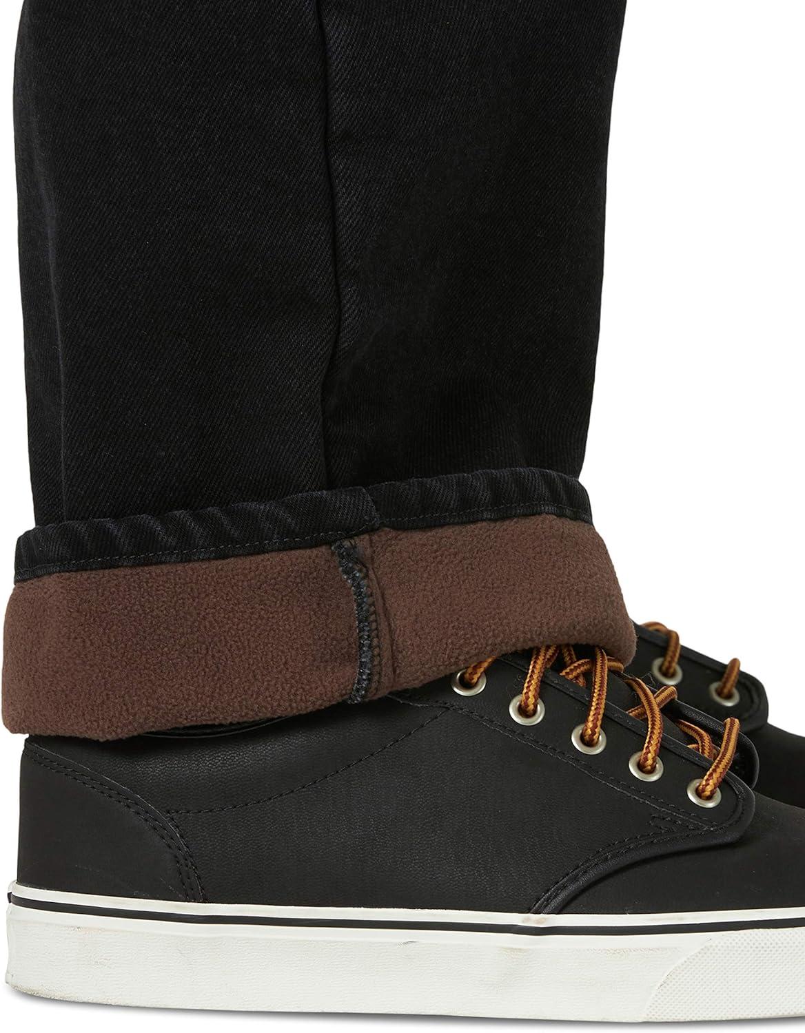 imageWrangler Authentics Mens Fleece Lined Five Pocket JeanBlack Denim