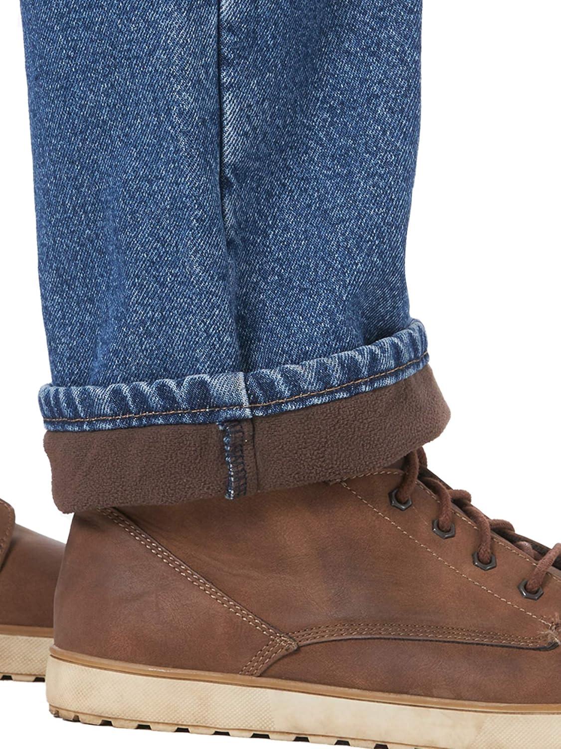 imageWrangler Authentics Mens Fleece Lined Five Pocket JeanStonewash