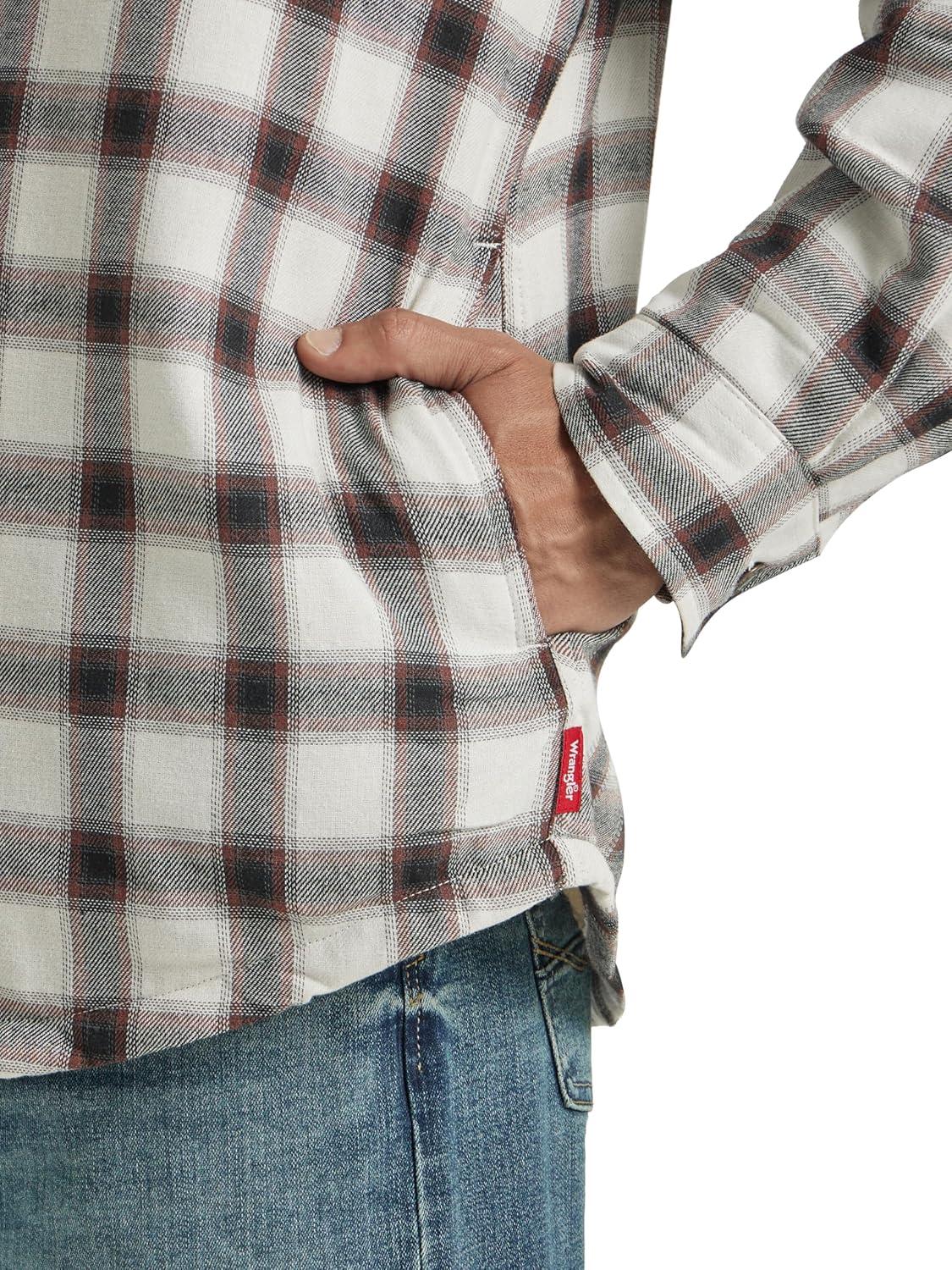 imageWrangler Authentics Mens Long Sleeve Sherpa Lined Shirt JacketLily White