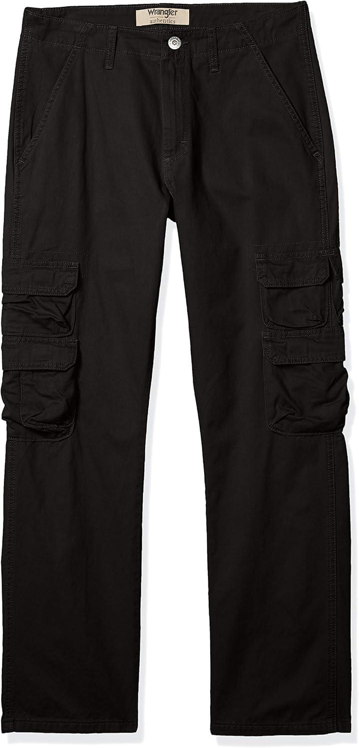 imageWrangler Authentics Mens Premium Relaxed Fit Straight Leg Cargo PantBlack