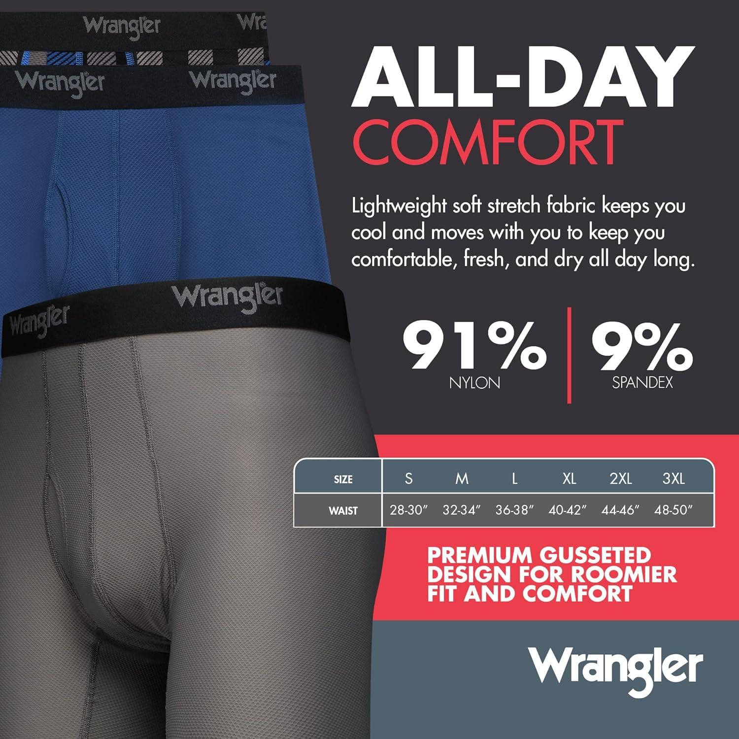 imageWrangler Mens Cooling Boxer Briefs 6 Inseam MoistureWicking Stretch Fabric Pack of 6 Quick DryCharcoalBlue Buffalo PlaidPo