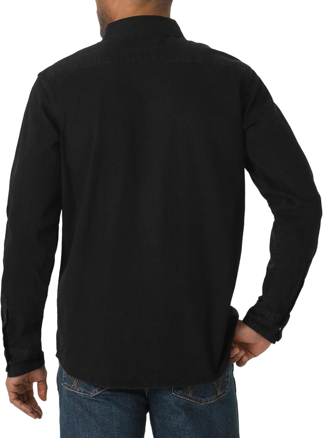 imageWrangler Mens Iconic Denim Regular Fit Snap ShirtBlack Denim