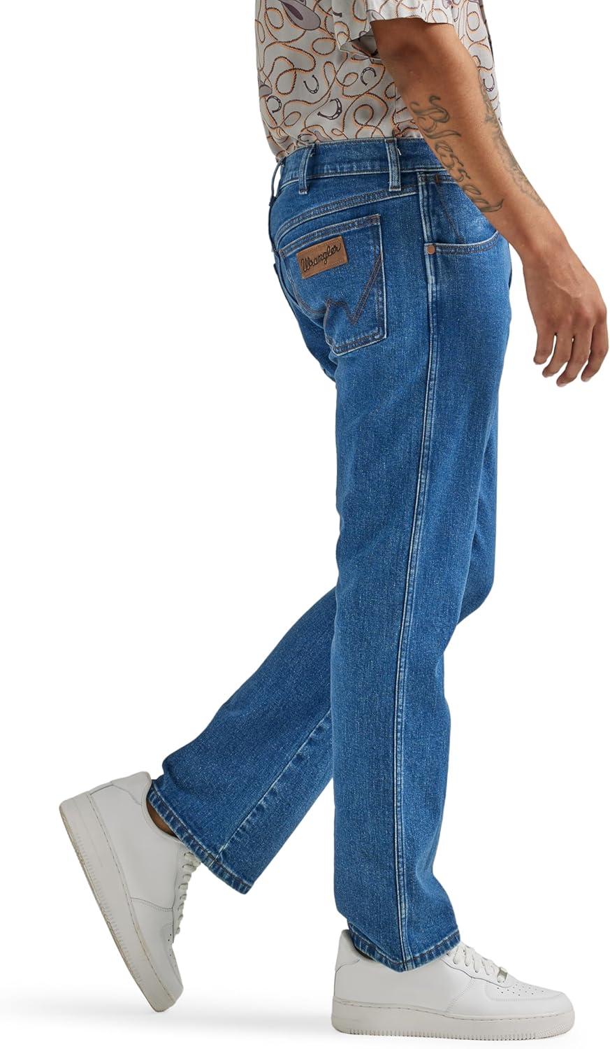 imageWrangler Mens Mens Deconstructed Loose Fit JeanCowboy Mid Wash