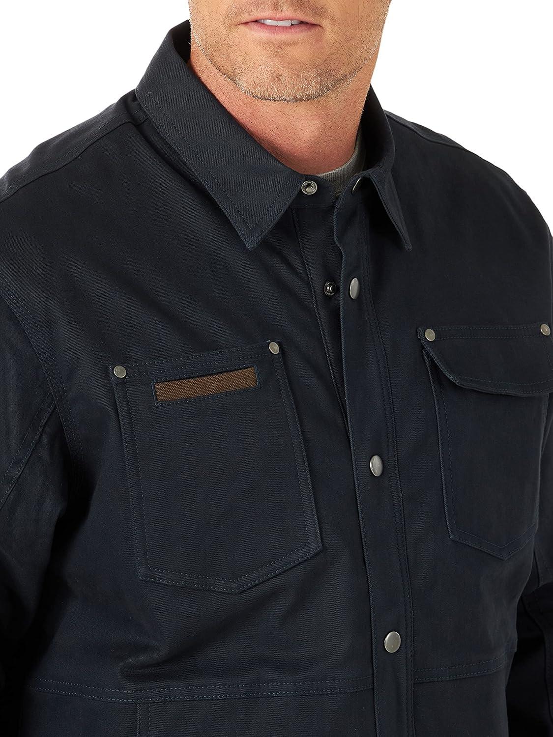 imageWrangler Mens Tough Layers Twill Shirt Work JacketDark Navy