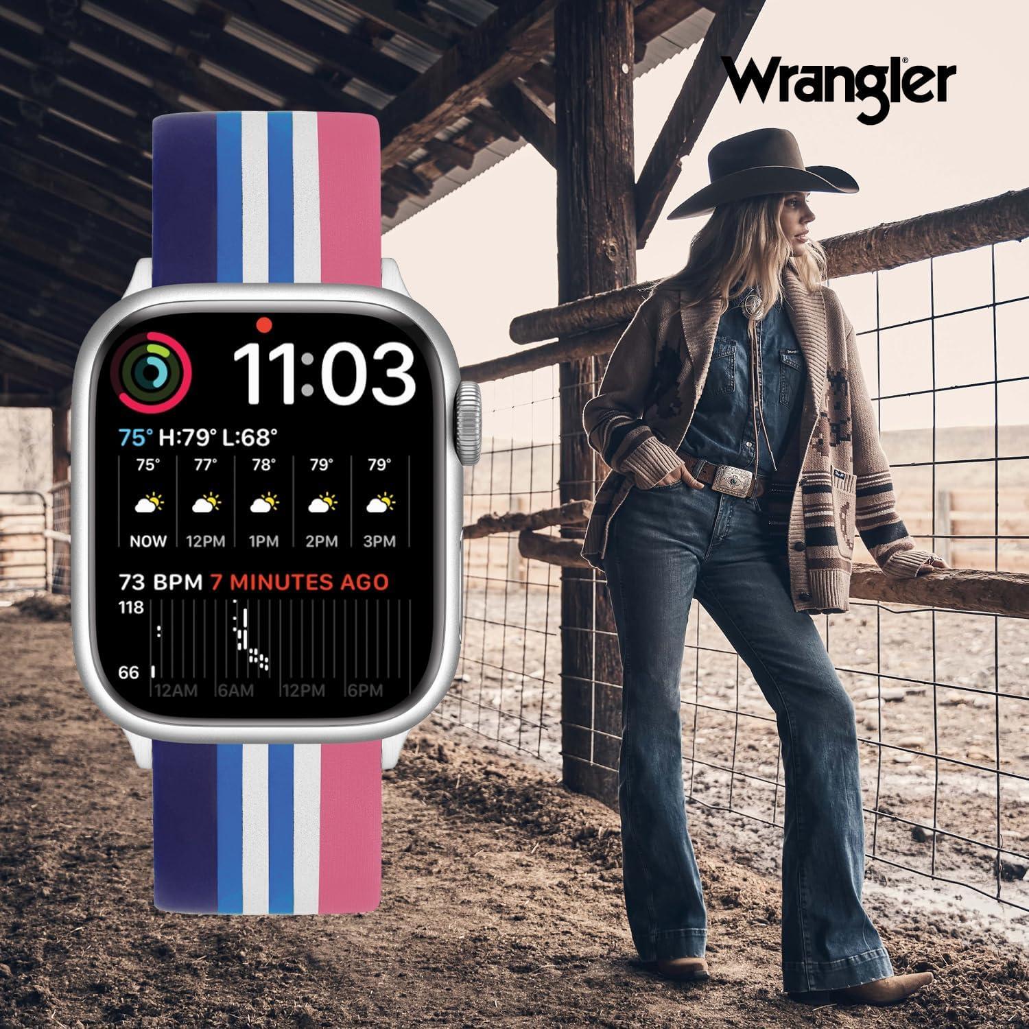 imageWrangler MulitStriped Silicone Band for Apple Watch Fits all Apple Watch Series and SizesSunset Stripe
