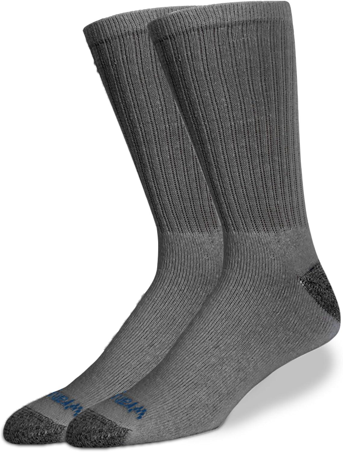 imageWrangler Ultra Dry Crew Socks for Men 12 Pk Full Cushion Arch Support MoistureWicking Steel Toe fits shoe size 612Grey