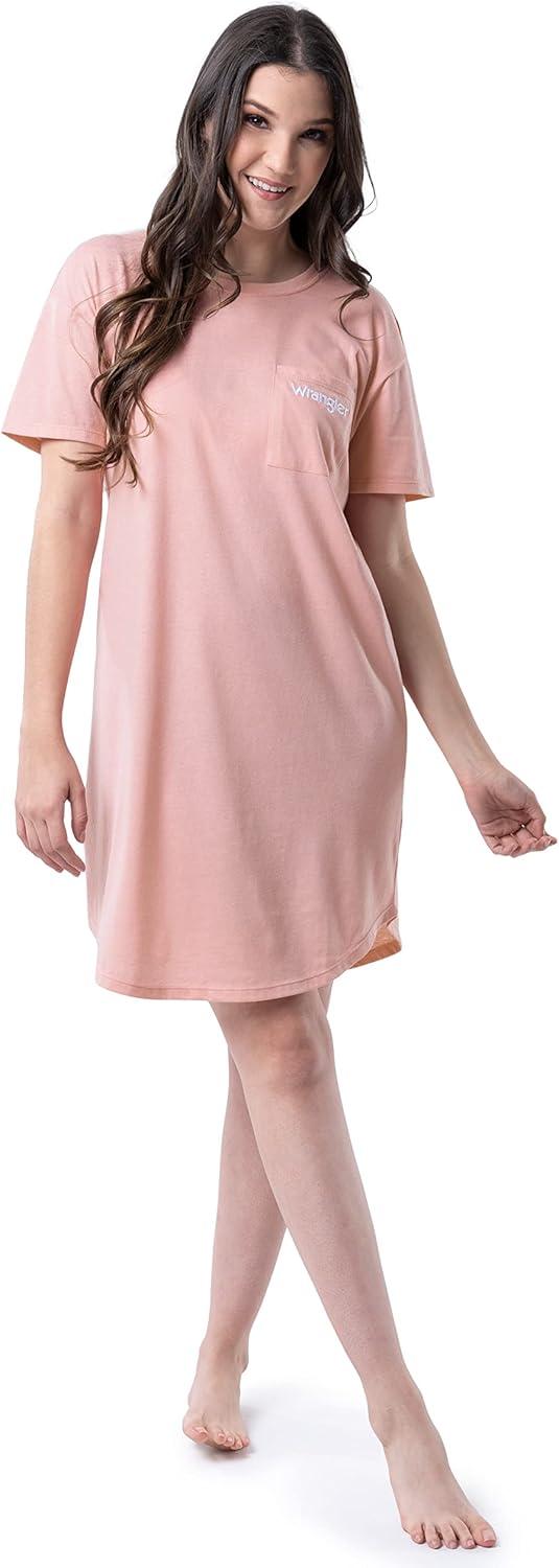 imageWrangler Womens Short Sleeve Crewneck Pocket SleepshirtRose
