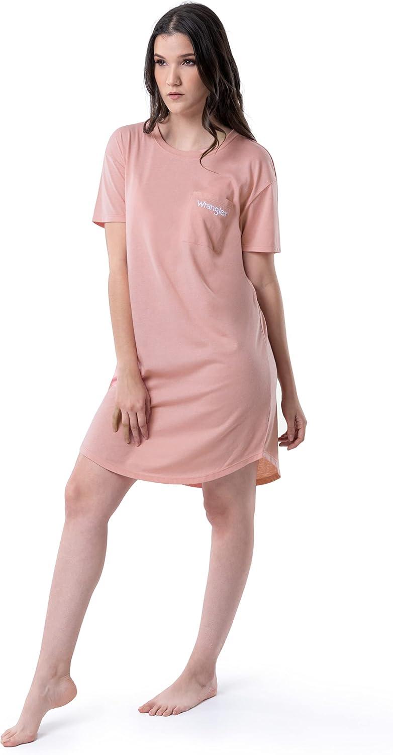 imageWrangler Womens Short Sleeve Crewneck Pocket SleepshirtRose
