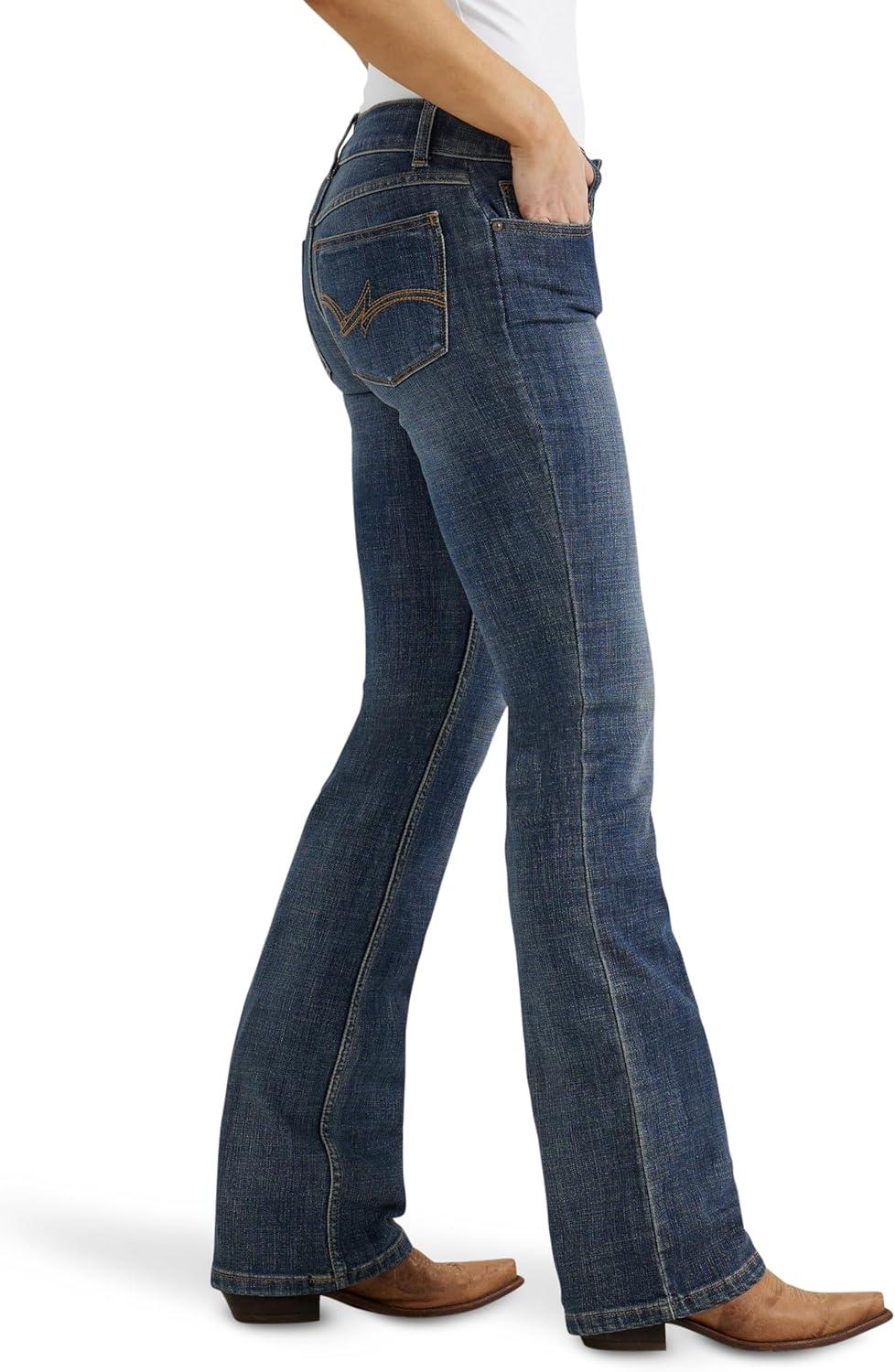 imageWrangler Womens Western Mid Rise Stretch Boot Cut JeanMid Wash