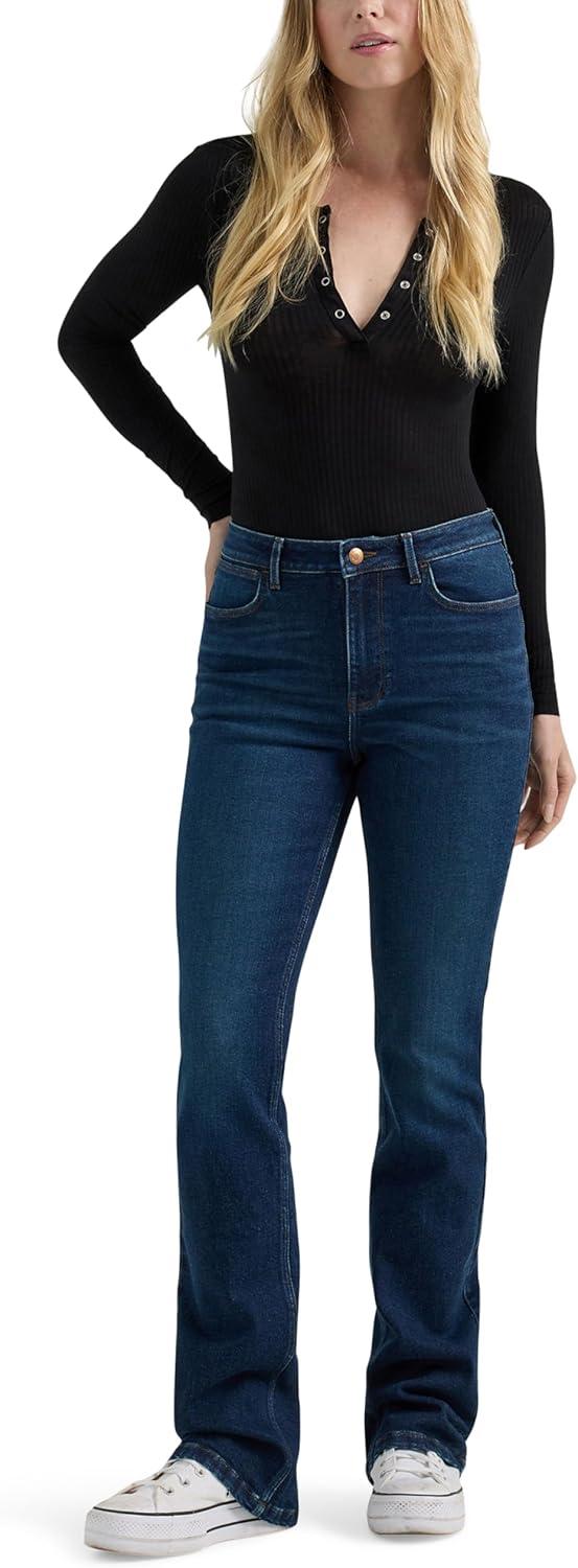 imageWrangler Womens Womens High Rise Bold Boot JeanPaisley