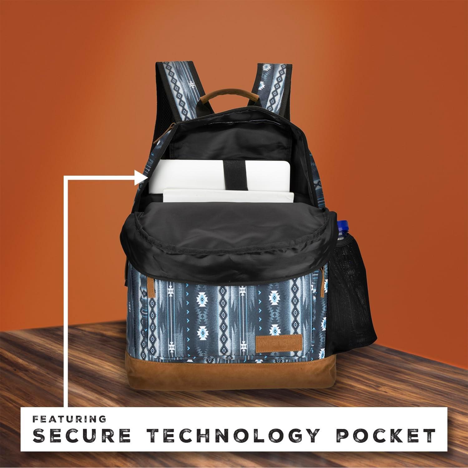 imageWrangler Yellowstone Sturdy Backpack for Travel Classic Logo Water Resistant Casual Daypack for Travel with Padded Laptop Notebook Sleeve Wild WestNew Retro