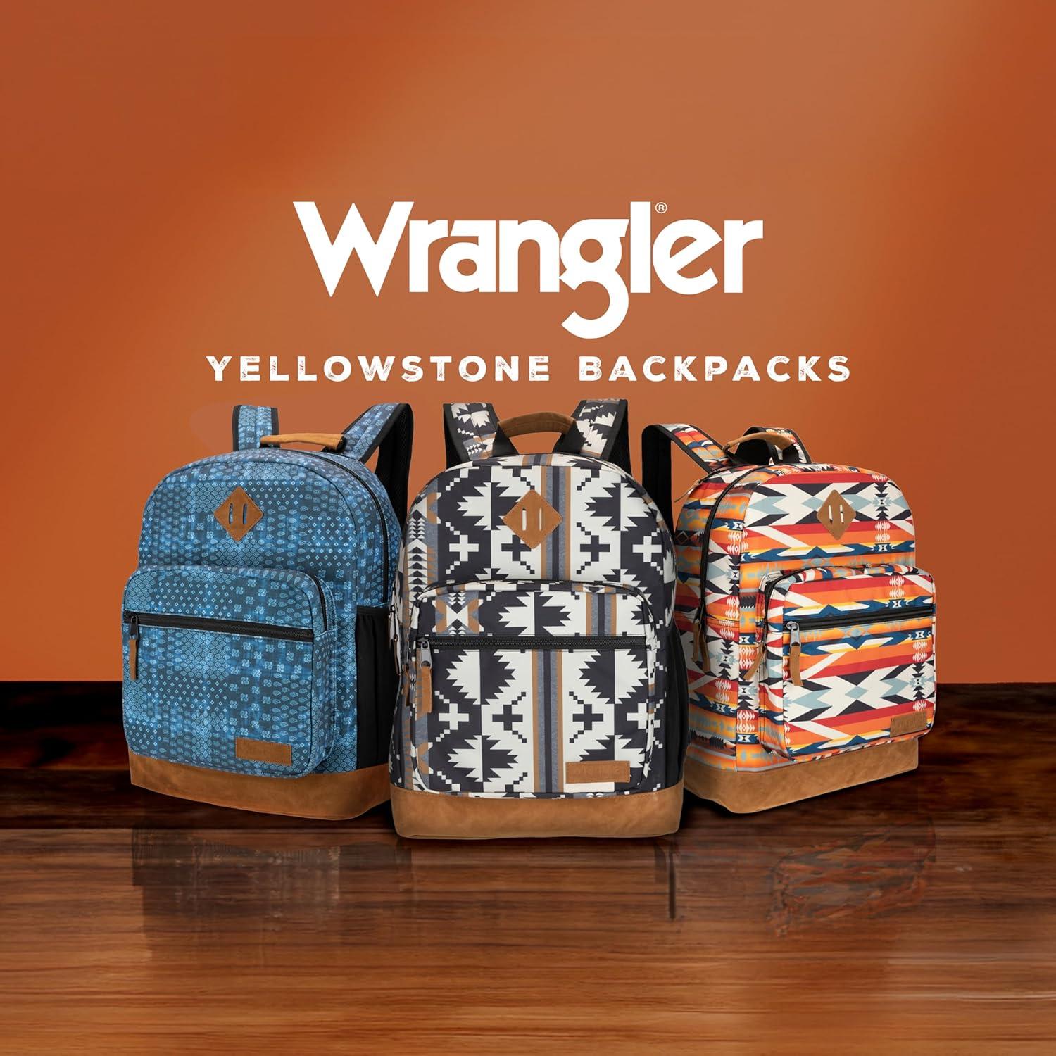 imageWrangler Yellowstone Sturdy Backpack for Travel Classic Logo Water Resistant Casual Daypack for Travel with Padded Laptop Notebook Sleeve Wild WestTeal