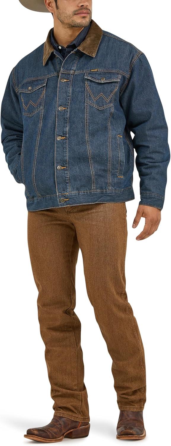imageWrangler mens Cowboy Cut Western Lined Denim JacketDenimBlanket