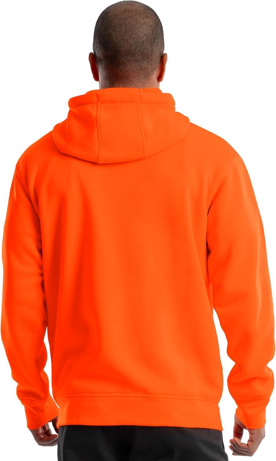 imageWrangler mens Durable Performance Fleece Hiviz Full Zip HoodieOrange Clown Fish