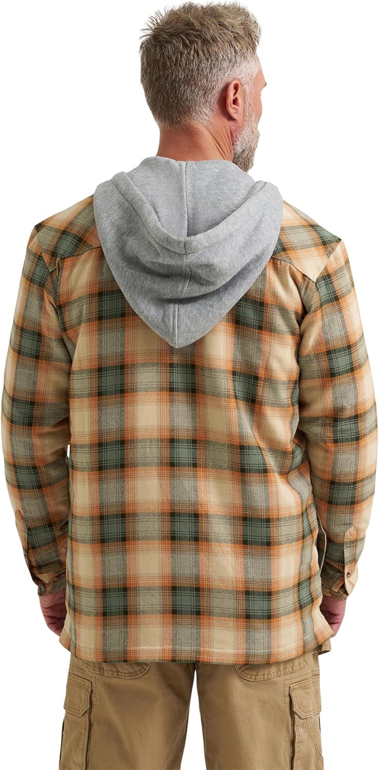 imageWrangler mens Masonry Hooded JacketTan Orange Plaid