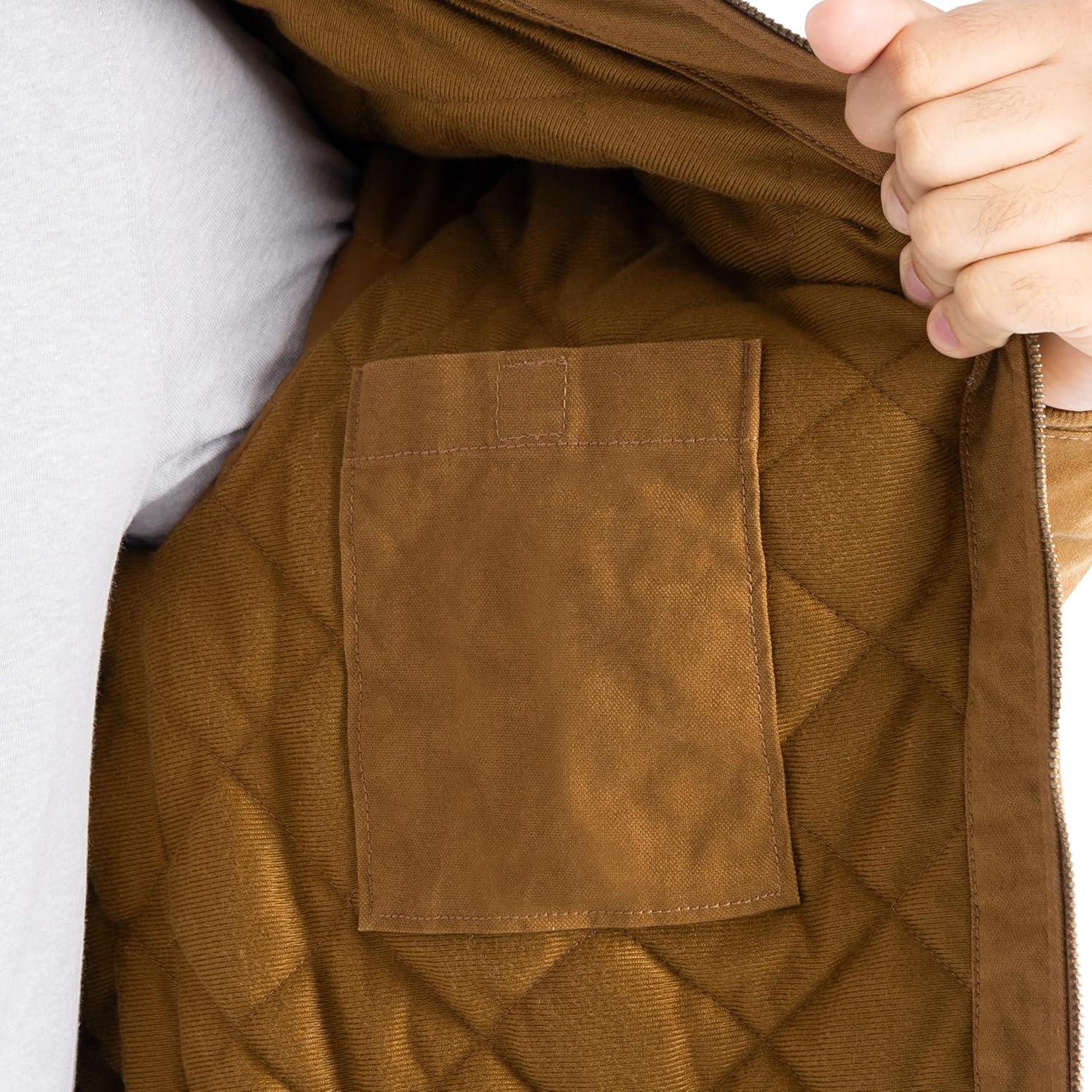 imageWrangler mens Quilted Lined Jacket With Sherpa HoodDuck