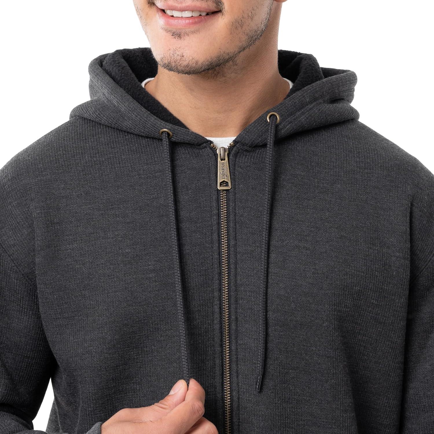 imageWrangler mens Thermal Sherpa Zip HoodieCharcoal HeatherBlack