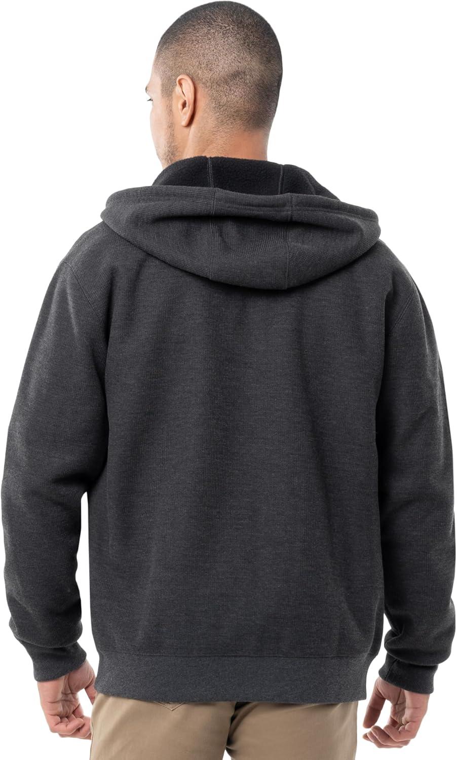 imageWrangler mens Thermal Sherpa Zip HoodieCharcoal HeatherBlack