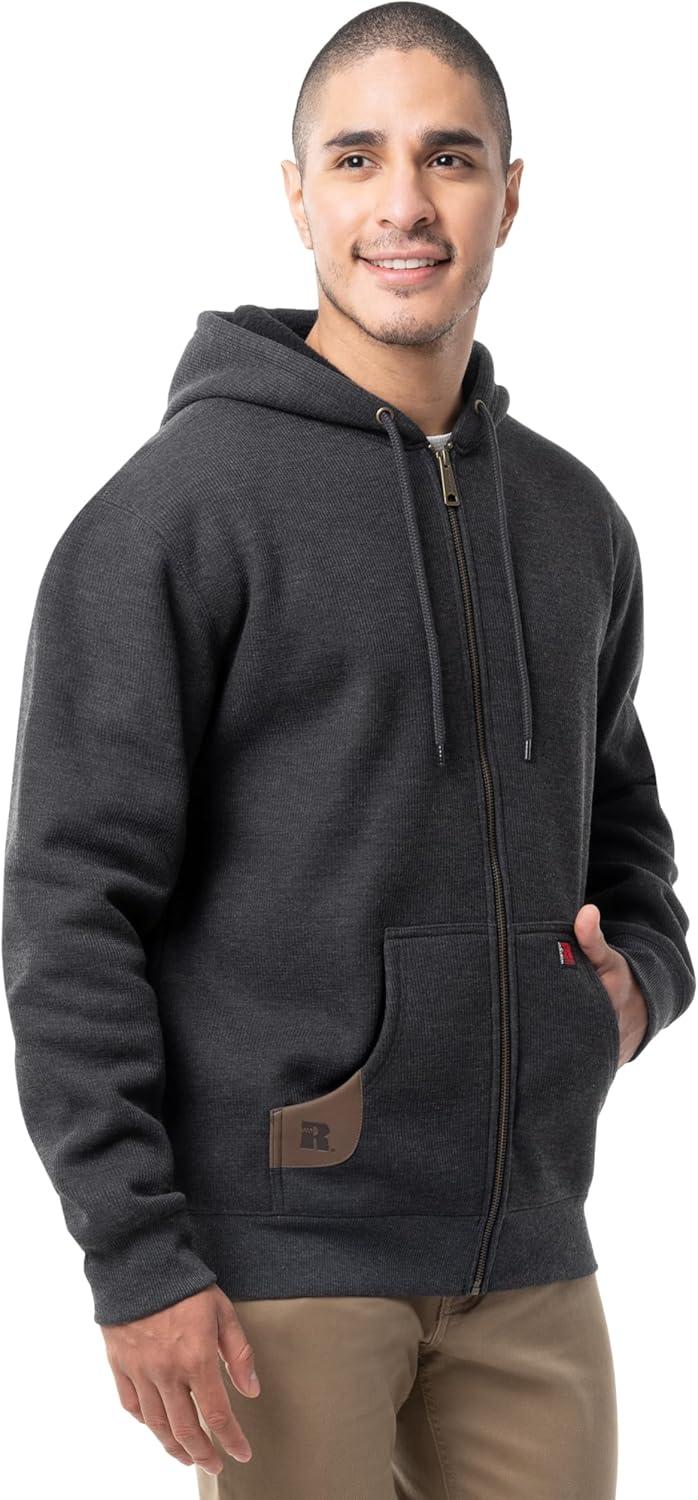 imageWrangler mens Thermal Sherpa Zip HoodieCharcoal HeatherBlack