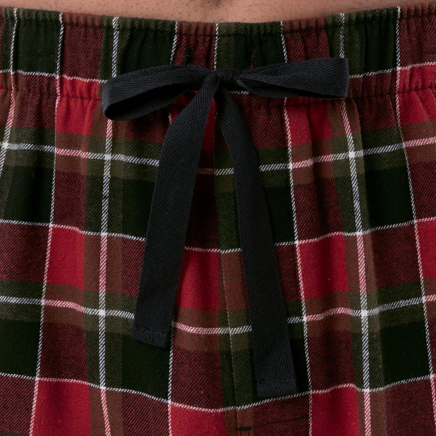 imageWrangler mens Waffle Knit Top and Flannel Pajama Pant Pajama Sleep SetRedPlaid