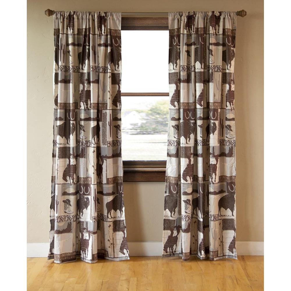 imageCARSTENS INC Printed Curtain Panel Set Wrangler Western 2 Panels 54quot x 84quot Each Amarillo SunsetVintage Cowboy