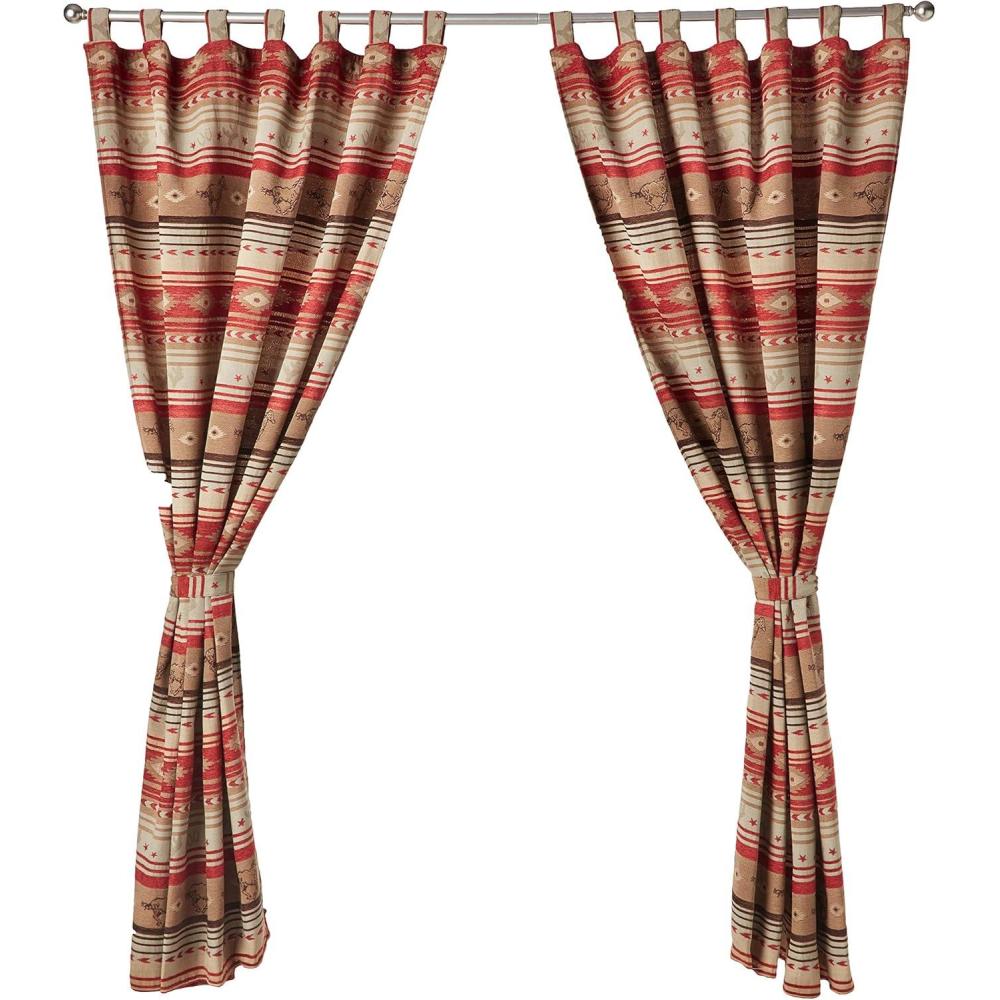 imageCARSTENS INC Woven Chenille Curtain Panel Set 2 Panels 54quot x 84quot Each Wrangler Mesa DaybreakFlying Horse