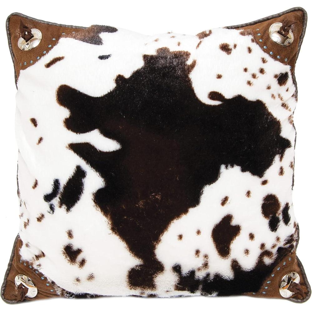 imageCarstens Inc Wrangler Corner Faux Cowhide 18quotx18quot Throw Pillow White