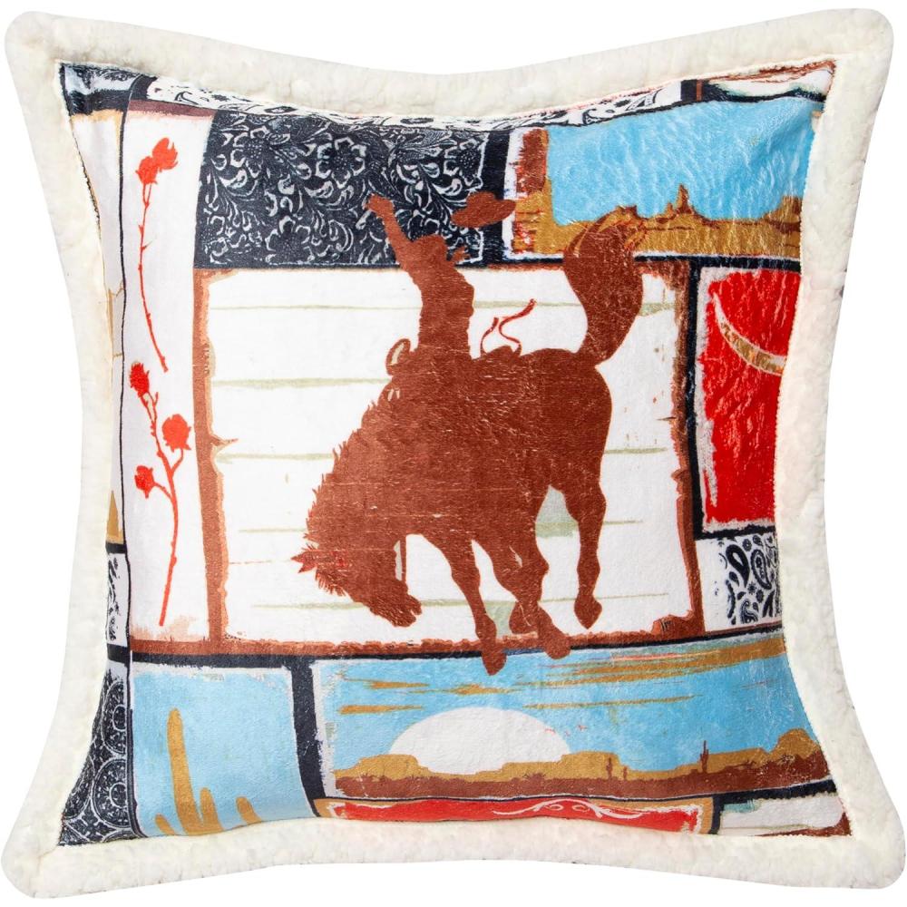 imageCarstens Inc Wrangler Vintage Western Sherpa 18x18 Throw Pillow White