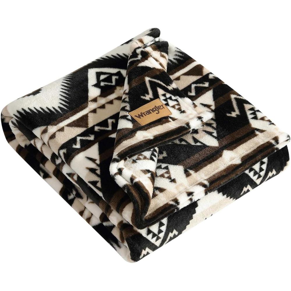 imageWrangler  Blanket Super Soft Plush Bedding Yellowstone Inspired Throw Blanket for Couch or Bed Navajo Light Blue 50quot x 70quotJesse Brown