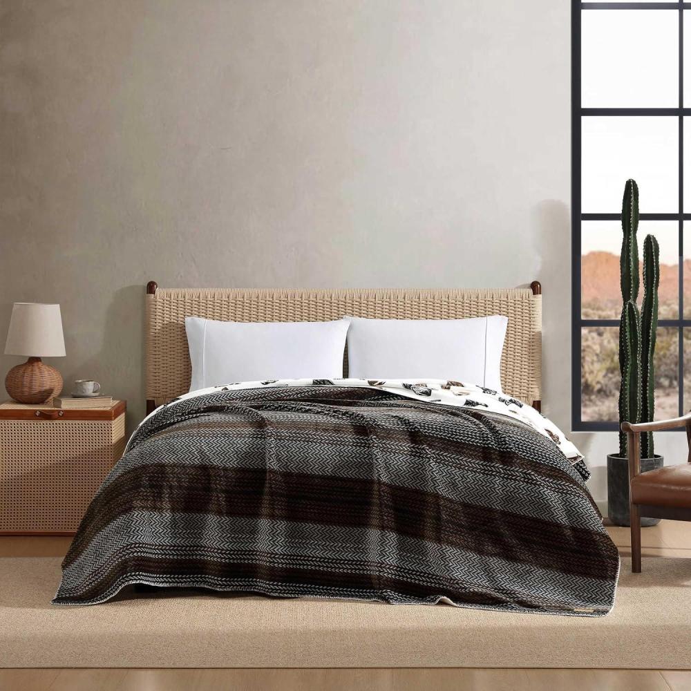 imageWrangler  Queen Size Blanket Super Soft ampamp Reversible Plush Fleece Bedding Throw Blanket for Couch or Bed Glen Canyon Stripe BlueNash Stripe Brown