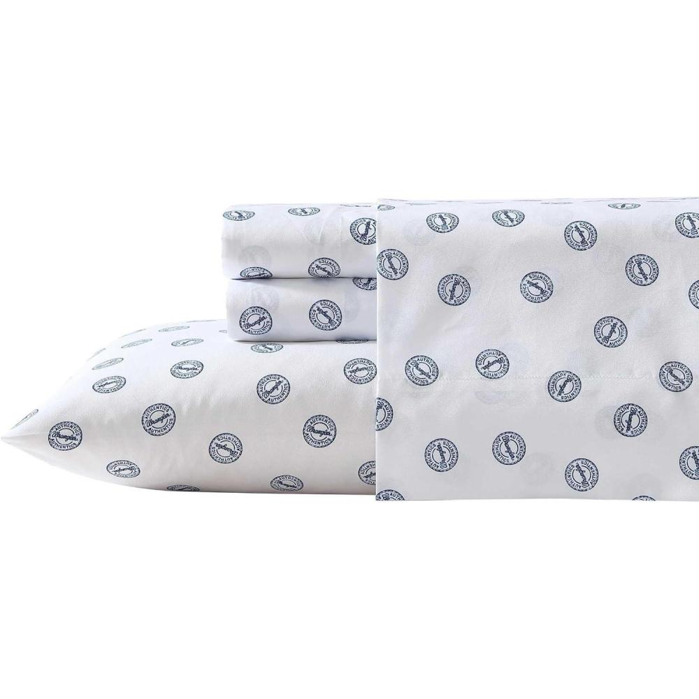 imageWrangler  Twin Size Sheet Set UltraSoft ampamp WrinkleResistant Bedding for Year Round Comfort Deep Pockets Bed Sheets with Matching Fitted Sheet ampamp Pillowcase Cowboy Pinstripe BlueTossed Button Blue