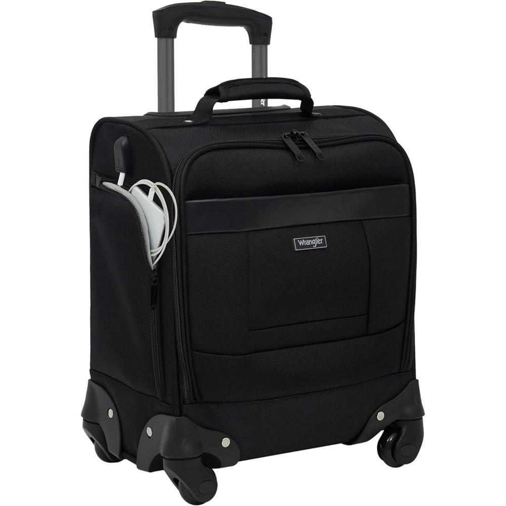 imageWrangler 17quot Underseat Spinner CarryOn Luggage BlackBlack