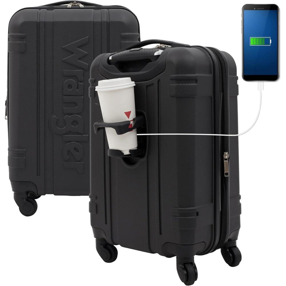 imageWrangler 20quot Astral Hardside CarryOn Luggage BlackBlack