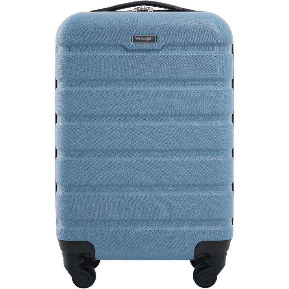 imageWrangler 215quot Spinner CarryOn Luggage Navy BlueBlue Heaven