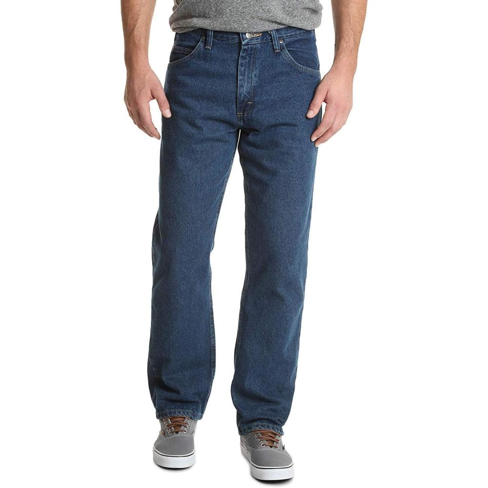 imageWrangler Authentics Mens Classic 5Pocket Relaxed Fit Cotton JeanDark Stonewash
